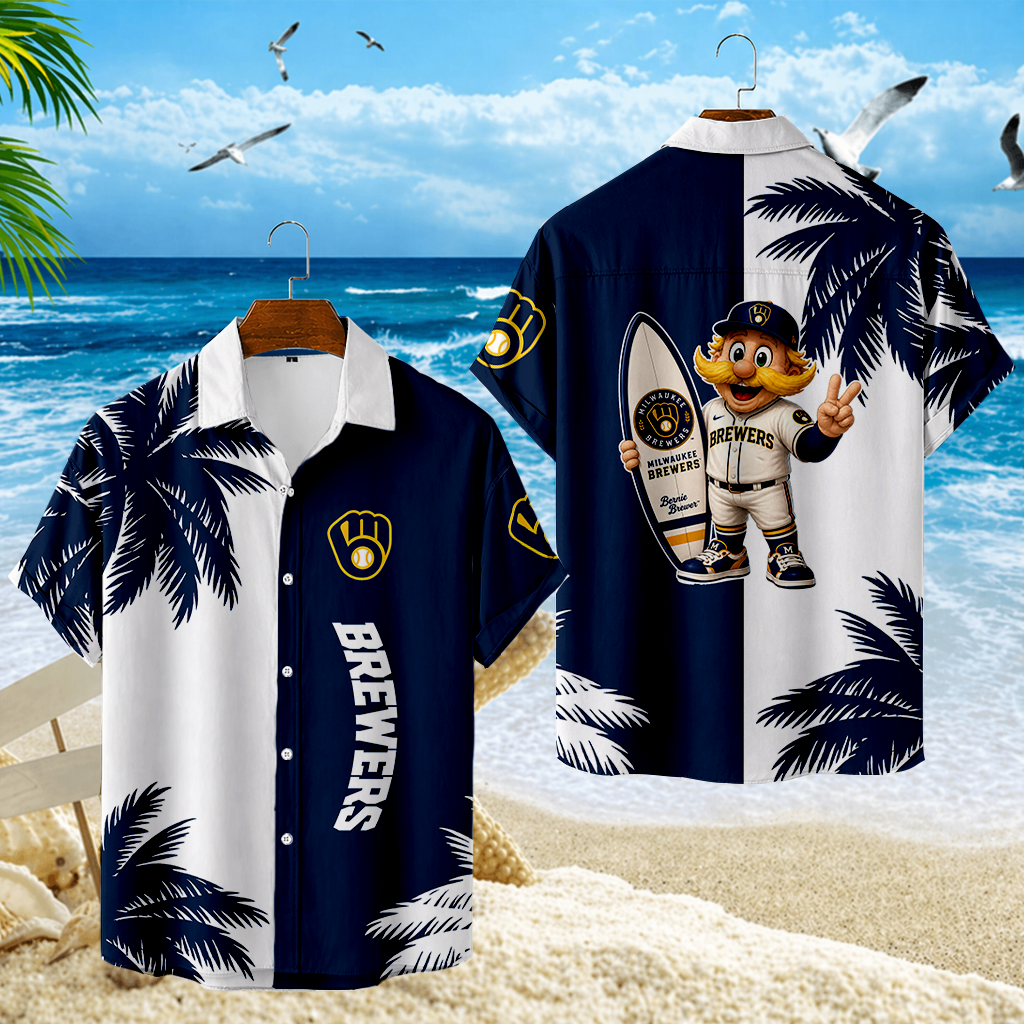 LIMITED EDITION - NEW CUSTOMIZED MLB15 MBS MILWAUKEE BREWERS UNISEX HAWAIIAN SHIRT