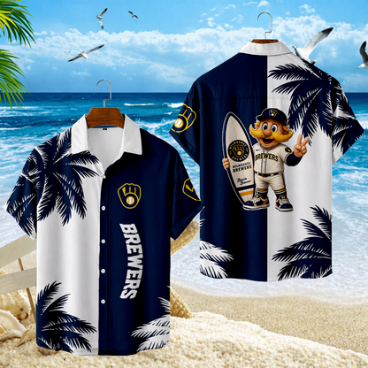 LIMITED EDITION - NEW CUSTOMIZED MLB15 MBS MILWAUKEE BREWERS UNISEX HAWAIIAN SHIRT