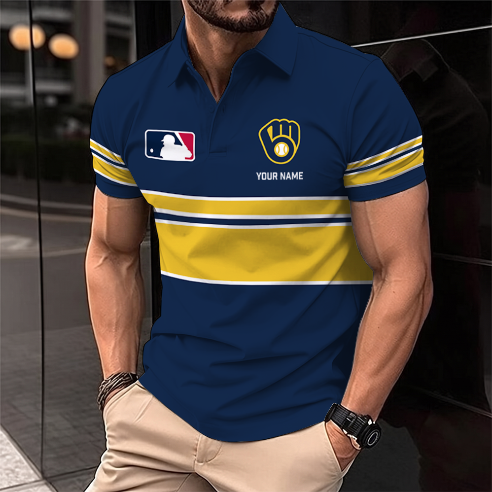 [FLASH SALE] NEW CUSTOMIZED MLB15 MBS MILWAUKEE BREWERS POLO SHIRT