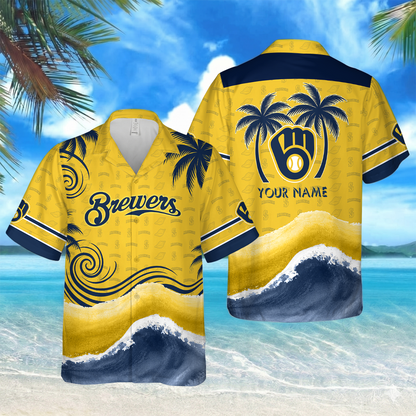 LIMITED EDITION - NEW CUSTOMIZED MLB15 MBS MILWAUKEE BREWERS UNISEX HAWAIIAN SHIRT