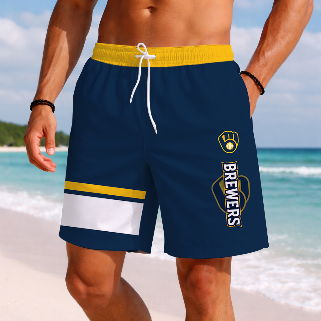 LIMITED EDITION - NEW PREMIUM MLB15 MBS MILWAUKEE BREWERS BASEBALL SHORT PANTS