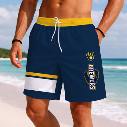 LIMITED EDITION - NEW PREMIUM MLB15 MBS MILWAUKEE BREWERS BASEBALL SHORT PANTS