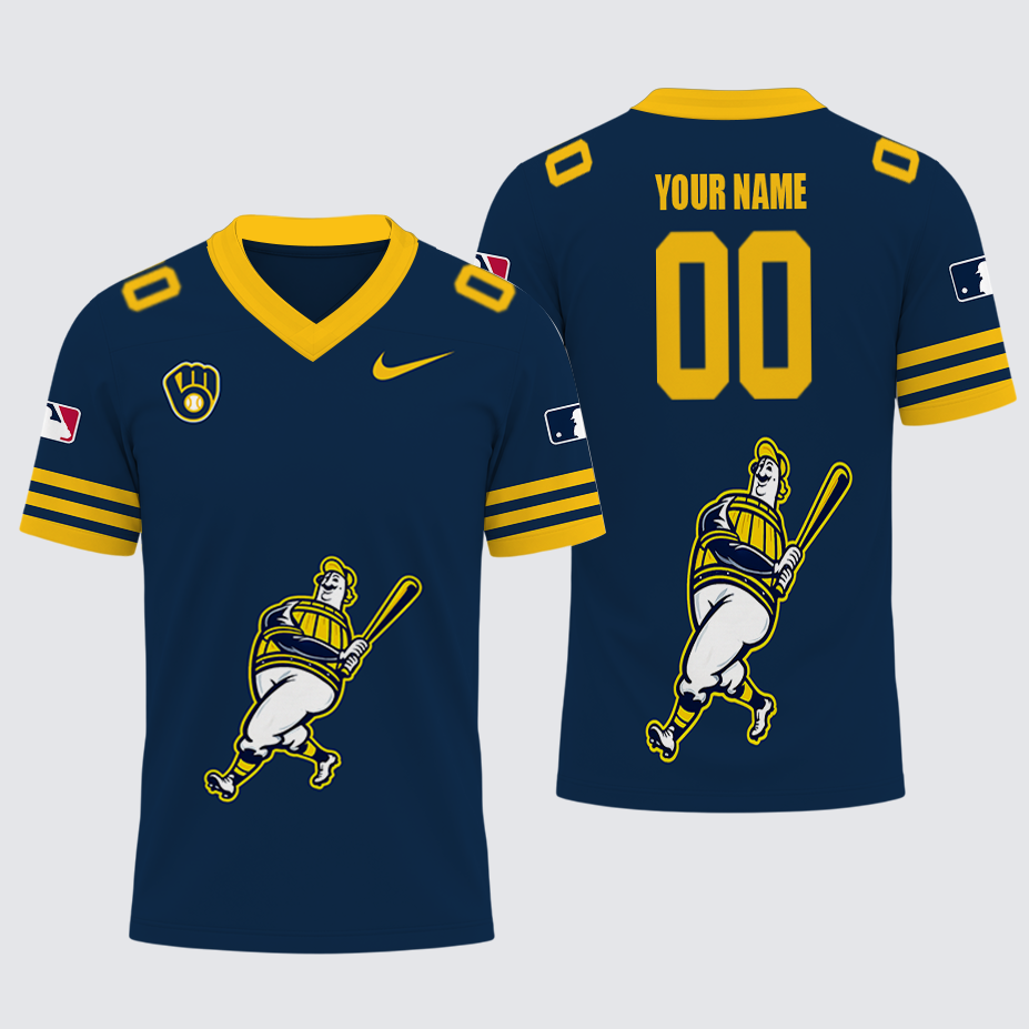 [FLASH SALE] NEW CUSTOMIZED MLB15 MBS MILWAUKEE BREWERS FOOTBALL JERSEY