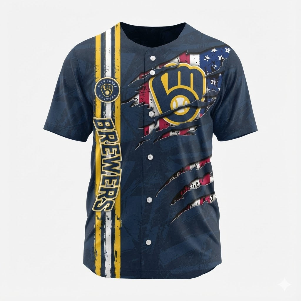 LIMITED EDITION - NEW CUSTOMIZED MLB15 MBS MILWAUKEE BREWERS BASEBALL JERSEY