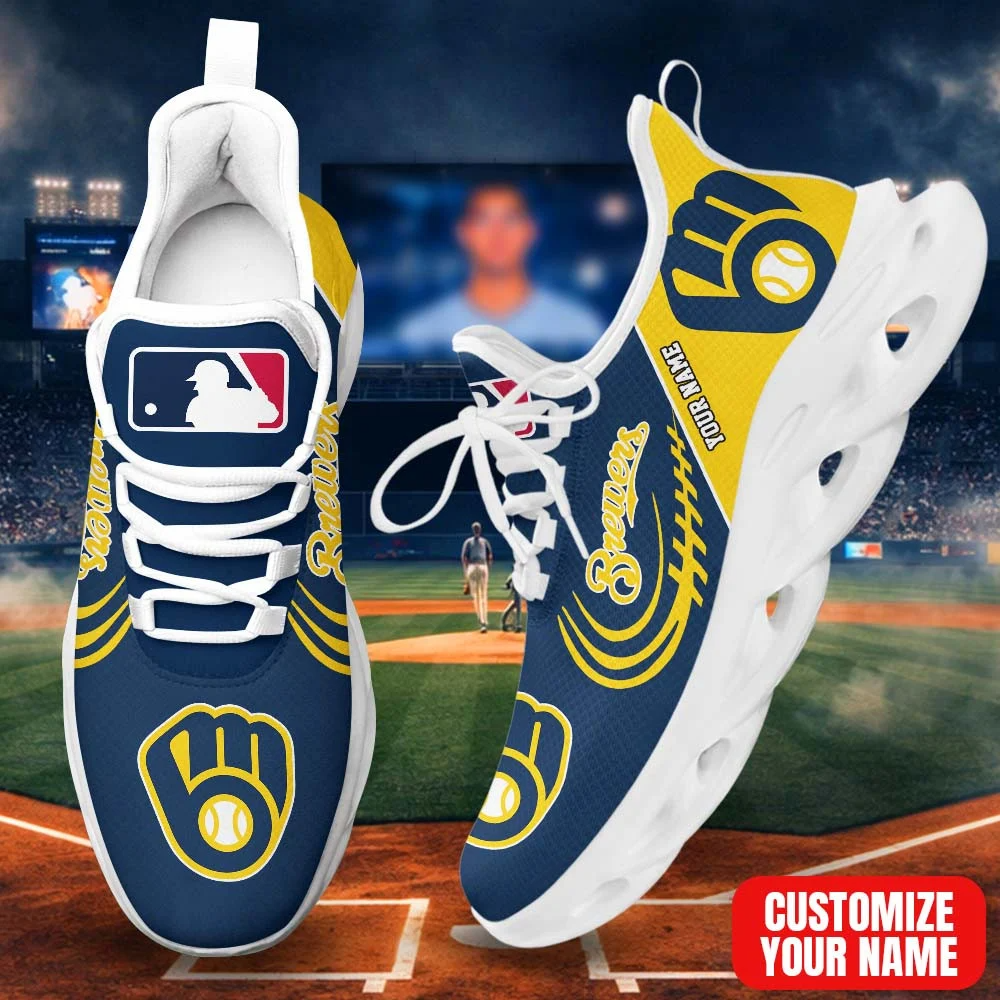 LIMITED EDITION - NEW CUSTOMIZED MLB15 MBS MILWAUKEE BREWERS PREMIUM CLUNKY SNEAKERS