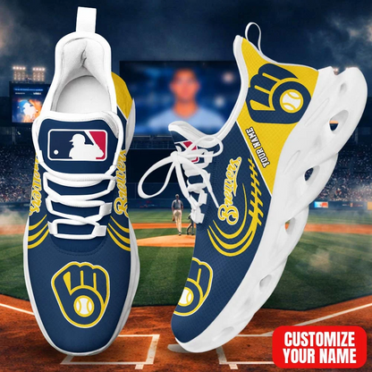 LIMITED EDITION - NEW CUSTOMIZED MLB15 MBS MILWAUKEE BREWERS PREMIUM CLUNKY SNEAKERS