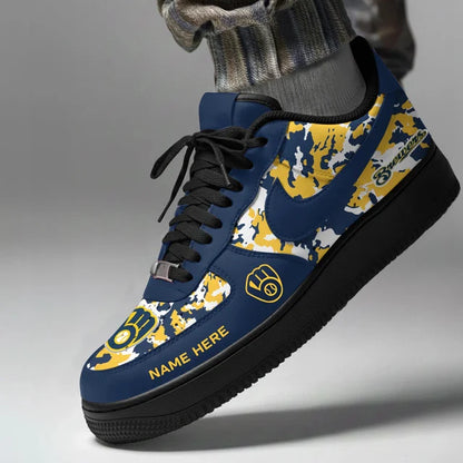 [FLASH SALE] NEW CUSTOMIZED MLB15 MBS MILWAUKEE BREWERS AF1 SHOES