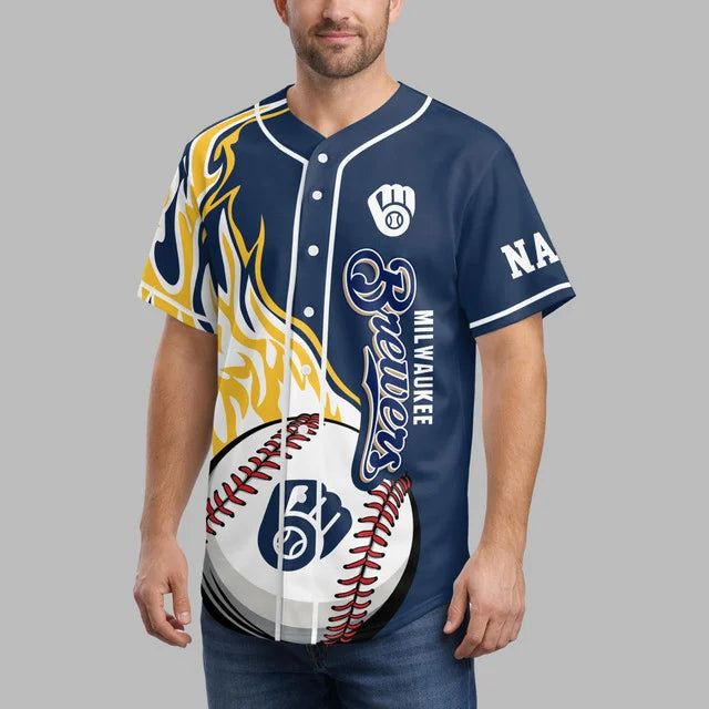[FLASH SALE] NEW CUSTOMIZED MLB15 MBS MILWAUKEE BREWERS BASEBALL JERSEY