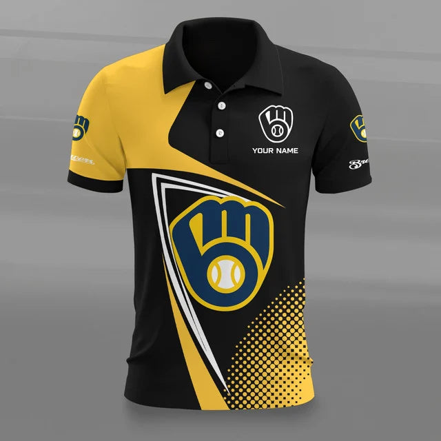 [FLASH SALE] NEW CUSTOMIZED MLB15 MBS MILWAUKEE BREWERS POLO SHIRT