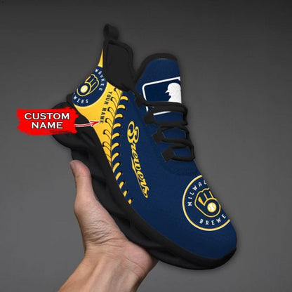 [FLASH SALE] NEW CUSTOMIZED MLB15 MBS MILWAUKEE BREWERS MAX SOUL SHOES