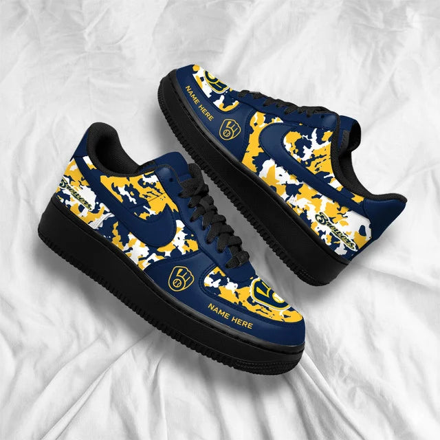 [FLASH SALE] NEW CUSTOMIZED MLB15 MBS MILWAUKEE BREWERS AF1 SHOES