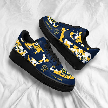 [FLASH SALE] NEW CUSTOMIZED MLB15 MBS MILWAUKEE BREWERS AF1 SHOES