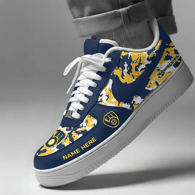 [FLASH SALE] NEW CUSTOMIZED MLB15 MBS MILWAUKEE BREWERS AF1 SHOES