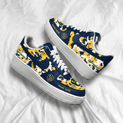 [FLASH SALE] NEW CUSTOMIZED MLB15 MBS MILWAUKEE BREWERS AF1 SHOES