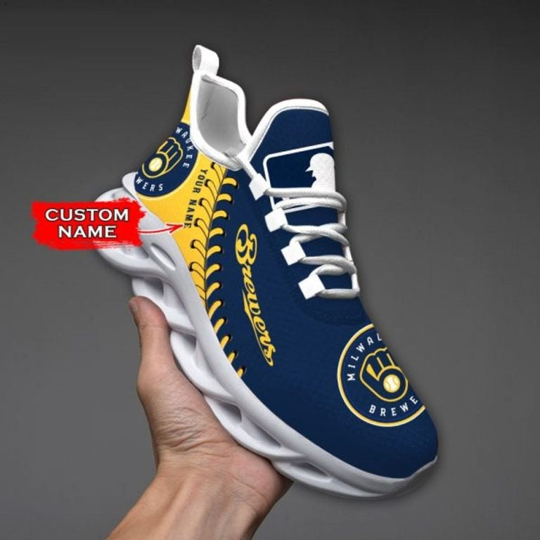 [FLASH SALE] NEW CUSTOMIZED MLB15 MBS MILWAUKEE BREWERS MAX SOUL SHOES