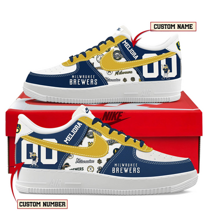 LIMITED EDITION - NEW CUSTOMIZED MLB15 MBS MILWAUKEE BREWERS AF1 SHOES