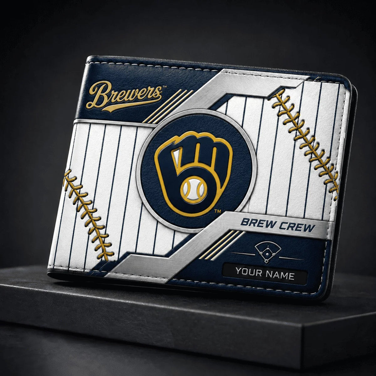 [FLASH SALE] NEW CUSTOMIZED MLB15 MBS MILWAUKEE BREWERS LEATHER WALLET
