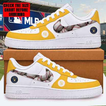 LIMITED EDITION - NEW CUSTOMIZED MLB15 MBS MILWAUKEE BREWERS AF1 SHOES