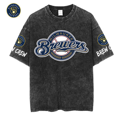 [FLASH SALE] NEW CUSTOMIZED MLB15 MBS MILWAUKEE BREWERS MULTICOLOR WASHED TEE