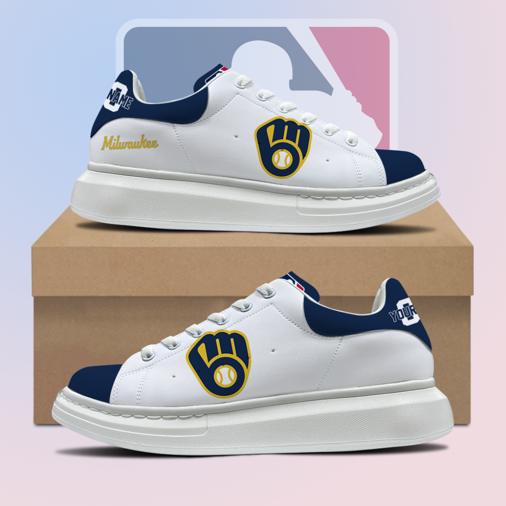 [FLASH SALE] NEW CUSTOMIZED MLB15 MBS MILWAUKEE BREWERS MCQUEEN SHOES