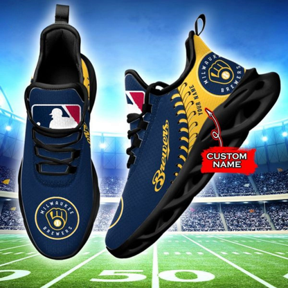 [FLASH SALE] NEW CUSTOMIZED MLB15 MBS MILWAUKEE BREWERS MAX SOUL SHOES