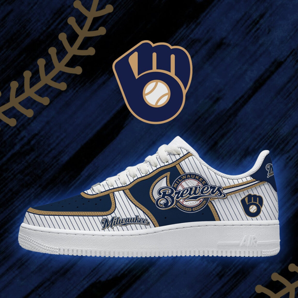 LIMITED EDITION - NEW CUSTOMIZED MLB15 MBS MILWAUKEE BREWERS AF1 SHOES