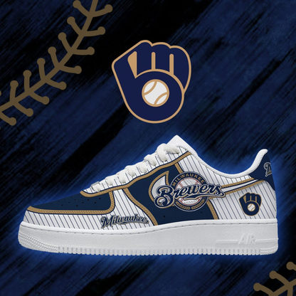 LIMITED EDITION - NEW CUSTOMIZED MLB15 MBS MILWAUKEE BREWERS AF1 SHOES