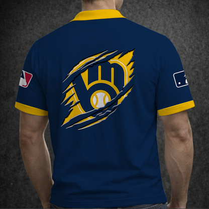 [FLASH SALE] NEW CUSTOMIZED MLB15 MBS MILWAUKEE BREWERS POLO SHIRT