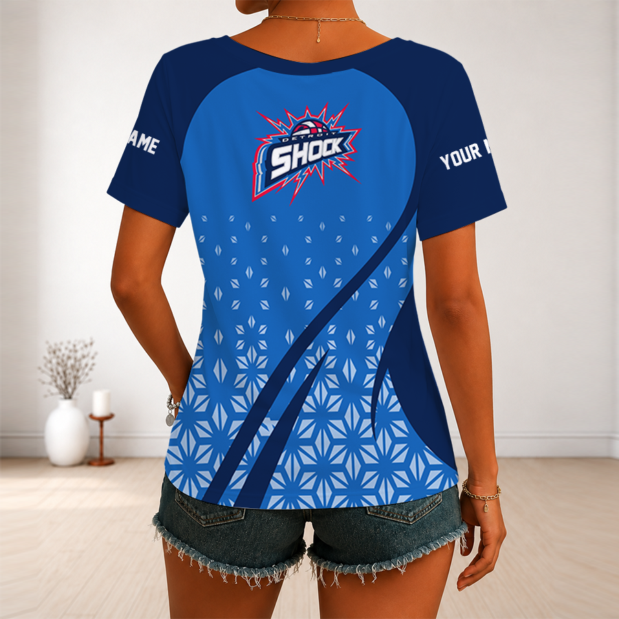 [FAN FAVORITE] NEW CUSTOMIZED WNBA15 DTS DETROIT SHOCK V-NECK FEMALE SHIRT
