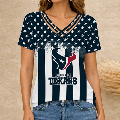 [SPECIAL OFFER] NEW CUSTOMIZED NFL15 HTT HOUSTON TEXANS V-NECK SHIRT