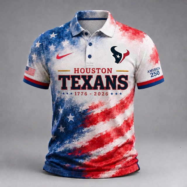 MEGA SALE - NEW CUSTOMIZED NFL15 HTT HOUSTON TEXANS USA 250TH ANNIVERSARY POLO SHIRT, ZIP POLO SHIRT & T-SHIRTS