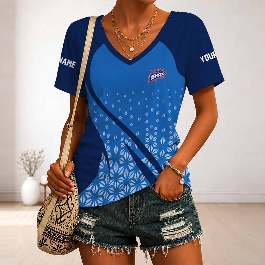 [FAN FAVORITE] NEW CUSTOMIZED WNBA15 DTS DETROIT SHOCK V-NECK FEMALE SHIRT