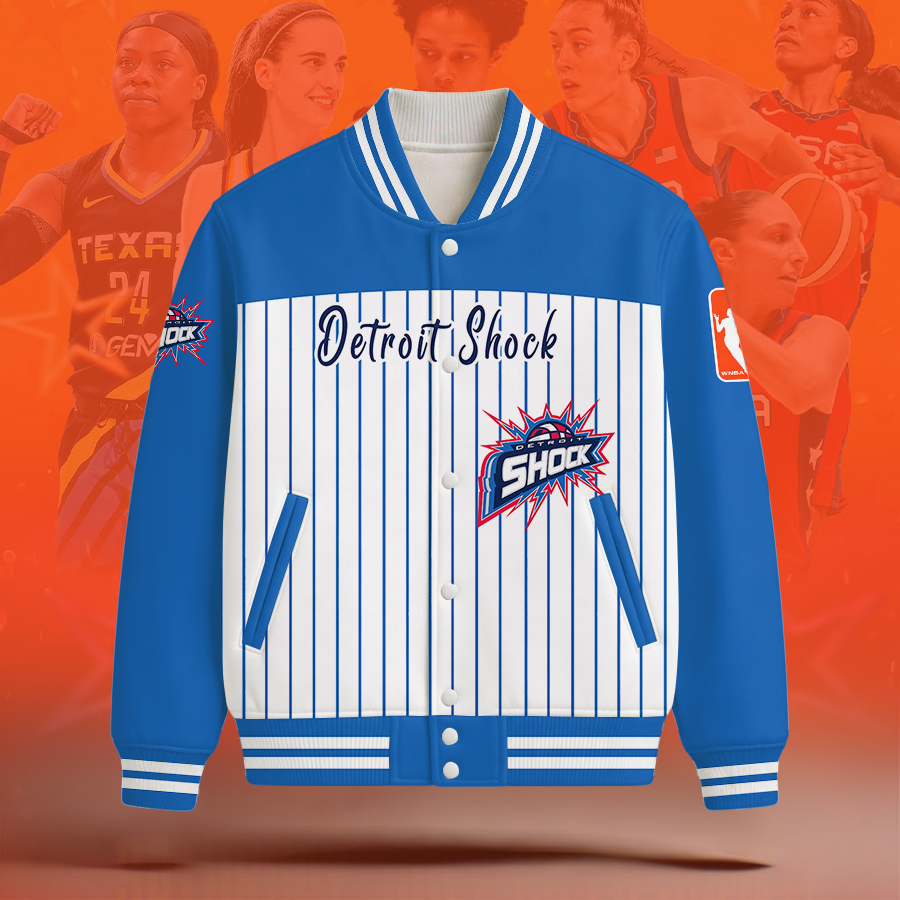 [FAN FAVORITE] NEW CUSTOMIZED WNBA15 DTS DETROIT SHOCK BASEBALL JACKET