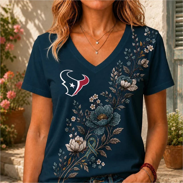 ELITE EDITION - NEW CUSTOMIZED NFL15 HTT HOUSTON TEXANS V-NECK FEMALE SHIRT