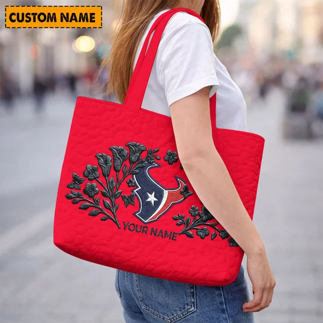ELITE EDITION - NEW CUSTOMIZED NFL15 HTT HOUSTON TEXANS QUILTED TOTE BAG