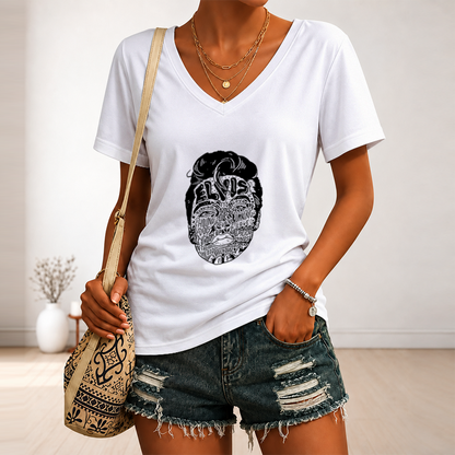 [FAN FAVORITE] NEW CUSTOMIZED ELVIS PRESLEY V-NECK FEMALE SHIRT