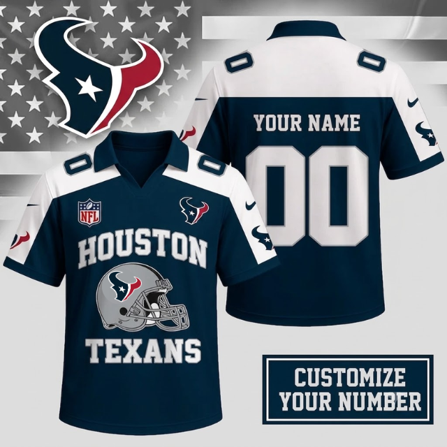 ELITE EDITION - NEW CUSTOMIZED NFL15 HTT HOUSTON TEXANS POLO SHIRT