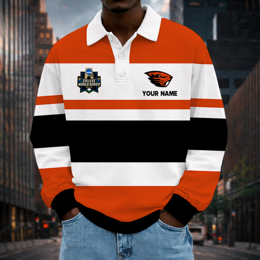 LIMITED EDITION - NEW CUSTOMIZED NCAA CWS15 OGB OREGON STATE BEAVERS UNISEX LONG SLEEVE POLO