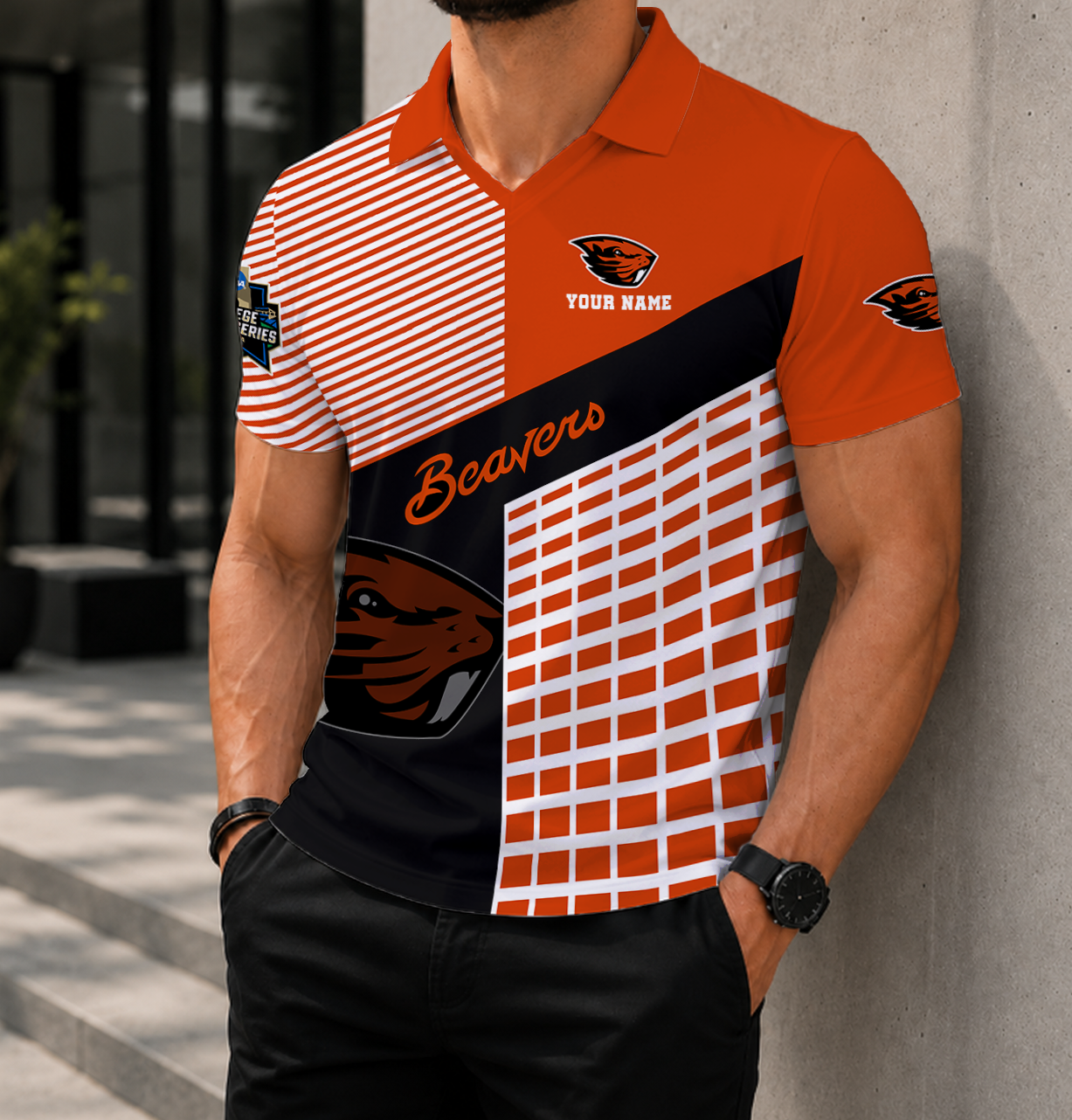 VIRAL EDITION - NEW CUSTOMIZED NCAA CWS15 OGB OREGON STATE BEAVERS POLO SHIRT