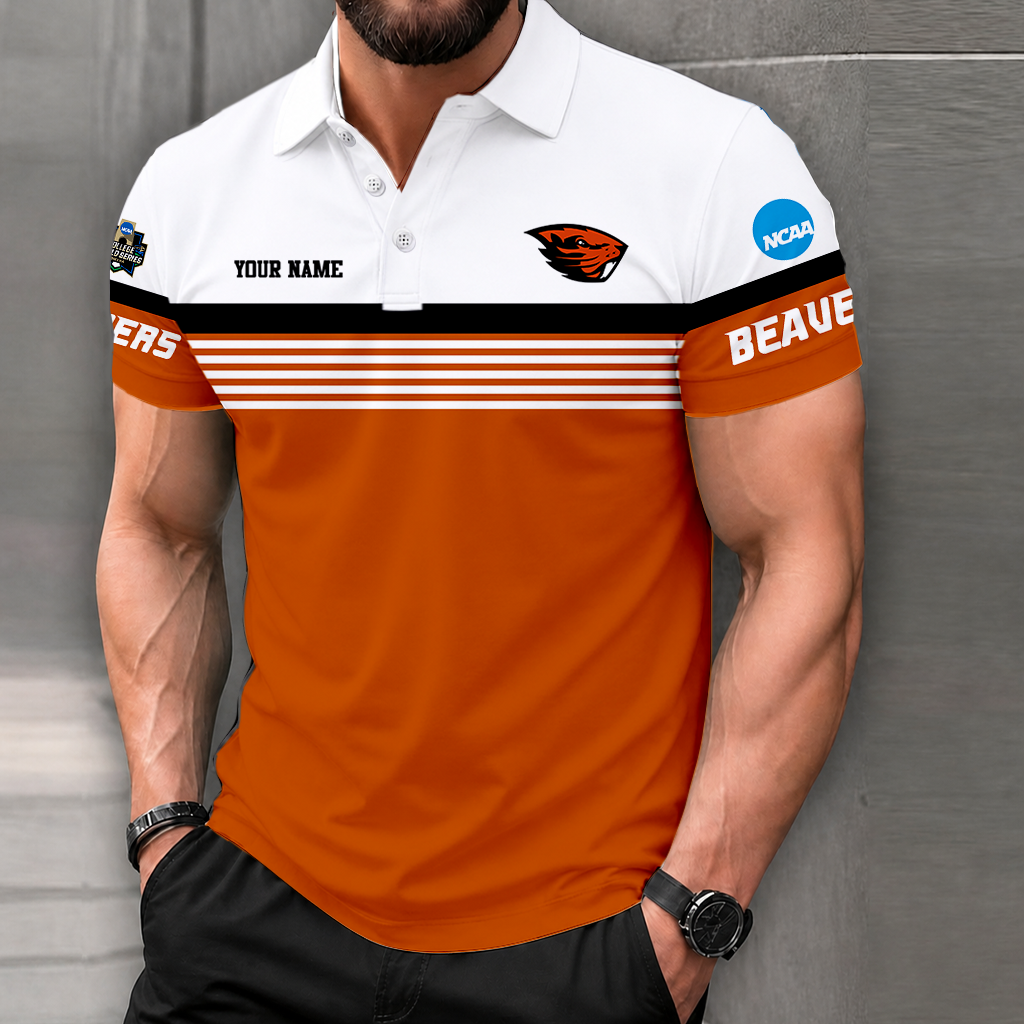 LIMITED EDITION - NEW CUSTOMIZED NCAA CWS15 OGB OREGON STATE BEAVERS POLO SHIRT
