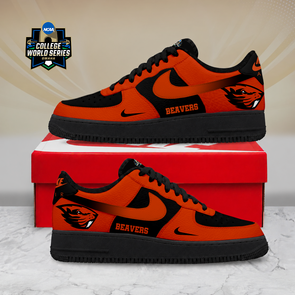 SPECIAL EDITION - NEW CUSTOMIZED NCAA CWS15 OGB OREGON STATE BEAVERS AF1 SHOES