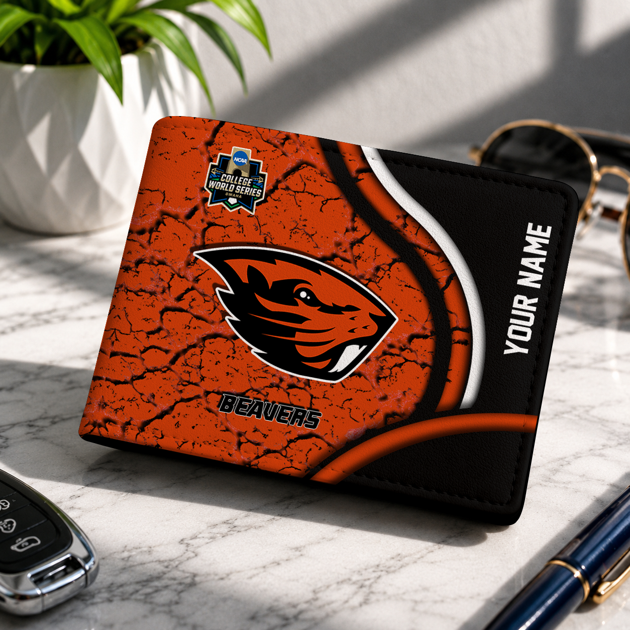 VIRAL EDITION - NEW CUSTOMIZED NCAA CWS15 OGB OREGON STATE BEAVERS LEATHER WALLET