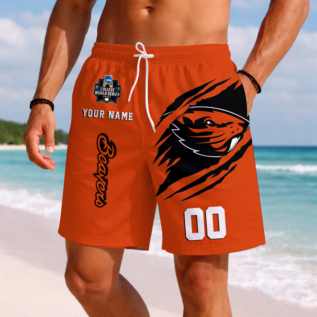 LIMITED EDITION - NEW CUSTOMIZED NCAA CWS15 OGB OREGON STATE BEAVERS SHORT PANTS