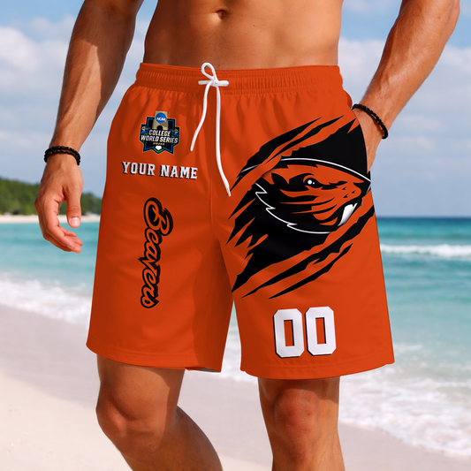 LIMITED EDITION - NEW CUSTOMIZED NCAA CWS15 OGB OREGON STATE BEAVERS SHORT PANTS