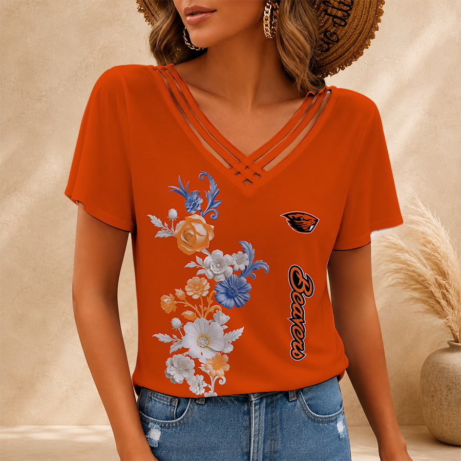 [FAN FAVORITE] NEW CUSTOMIZED NCAA CWS15 OGB OREGON STATE BEAVERS V-NECK SHIRT