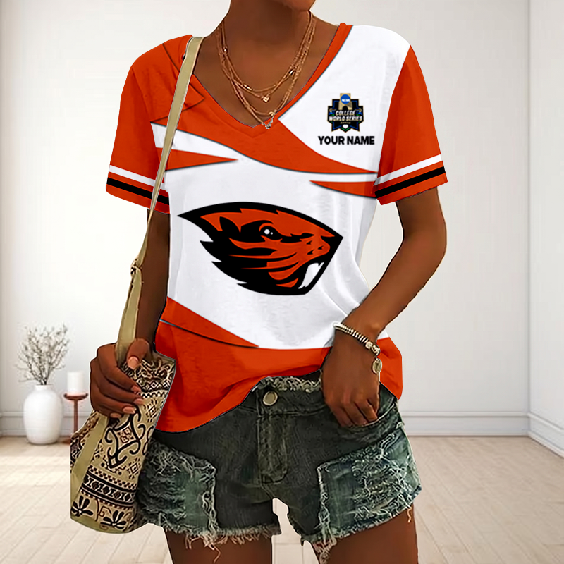 LIMITED DROP - NEW CUSTOMIZED | NCAA CWS15 OGB OG BEAVERS V-NECK FEMALE SHIRT