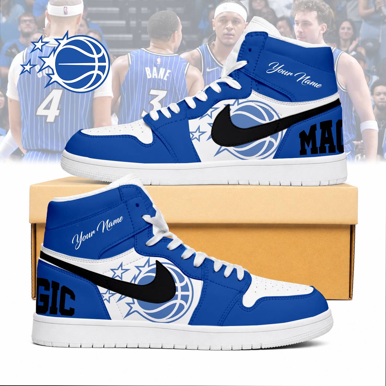 LIMITED EDITION - NEW CUSTOMIZED NBA15 OMA ORLANDO MAGIC AIR JORDAN SNEAKERS