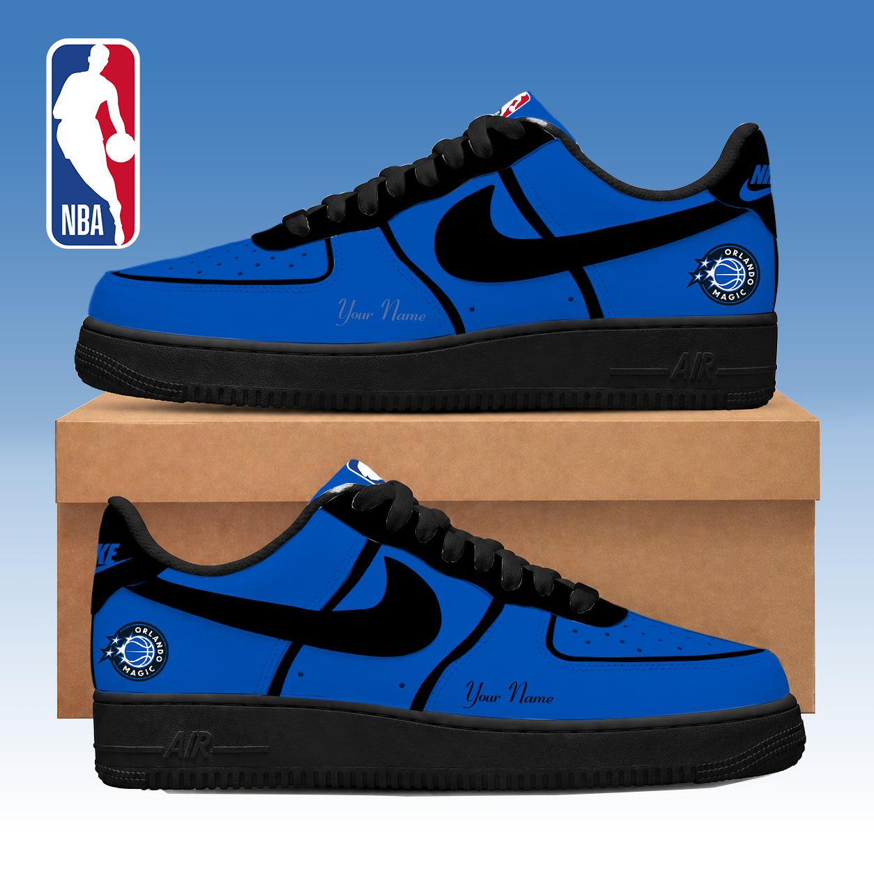 LIMITED EDITION - NEW CUSTOMIZED NBA15 OMA ORLANDO MAGIC AF1 SNEAKERS