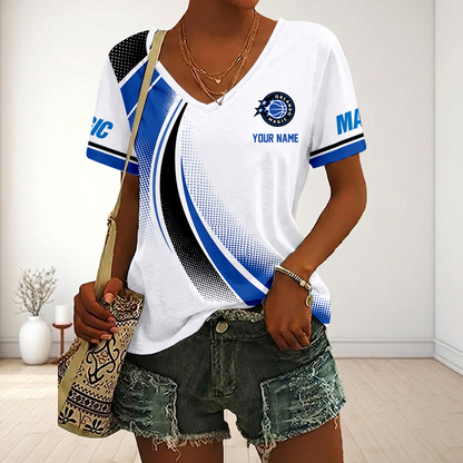 FINAL SALE - NEW CUSTOMIZED NBA15 OMA ORLANDO MAGIC V-NECK FEMALE SHIRT
