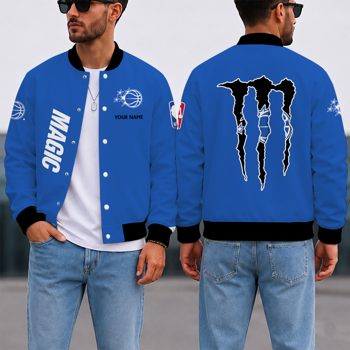 LIMITED EDITION - NEW CUSTOMIZED NBA15 OMA ORLANDO MAGIC BASEBALL JACKET, SATIN VARSITY JACKET